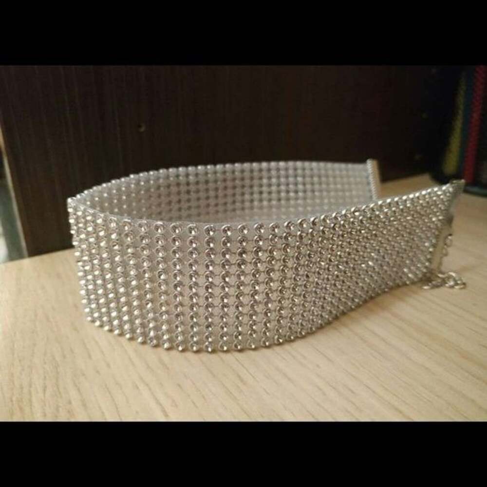 Modern Silver Rhinestone Choker - Picture 3 of 7